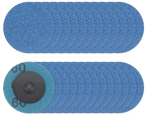 sourcing map 25pcs Quick Change Sanding Discs 2 60 Grit R-Type Roll Lock Zirconia Conditioning Disc Sandpaper for Die Grinder Grinding Fast Cutting, Dark Blue
