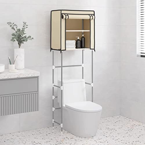 Generisch Handtuchhalter Home Items 2-stöckiges Lagerregal über der Toilette cremefarben 56 x 30 x 170 cm Eisen Anzugmöbel