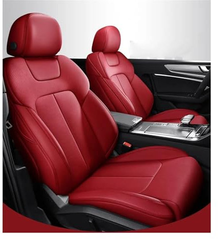 DZSHONGXINSM Sitzbezüge Auto Benutzerdefinierte Autositzbezug Leder Auto Für Alfa Für Romeo Für Giulia Für Stilfserjoch Autozubehör Sitzkissen Styling Grau Sitzbezügesets(Rot)