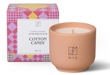 MYS - Sojakerze Vanille- und Zuckerwatte-Duft 180 g - Duftkerze Natürliches Wachs Kerzen Keramikgefäß Geschenkidee 33 Stunden Brenndauer Hervorragend für Veganer Duftkerzen im glas