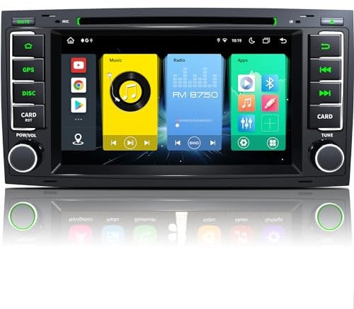 CAWELL Radio VW T5 con navegador – Android 13 Radio para T5 Multivan & Touareg, 7 Pulgadas Doble DIN 4 + 64 GB, GPS, Bluetooth, WiFi, CarPlay, RDS (7 Pulgadas, 2,0 GHz, 8 núcleos Android 13.0)