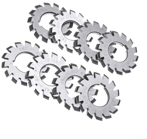 8 Stück, HSS M1 Durchmesser 22 mm, PA20° 20 Grad Involute Zahnradschneider-Set, Fräser-Set, Fräser-Set, Fräser-Zahnrad-Schneidwerkzeuge, 20 Grad Druckwinkel, M1 Modulgröße