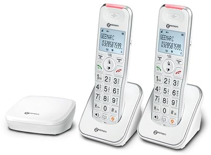 Geemarc Liberty 200 Twin - Home Telephones with Extra Small DECT Base - Easy Use Cordless Handsets to Be Placed Anywhere in the House