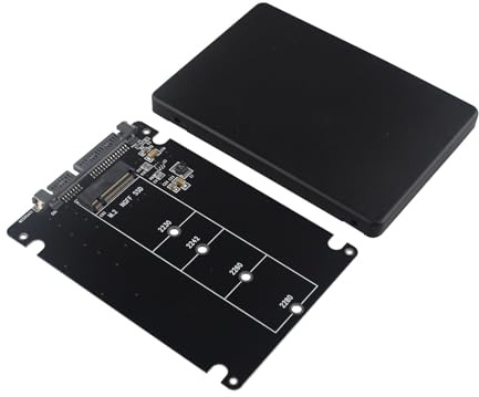HALJIA Adaptateur M.2 NGFF SSD vers SATA 2,5 SATA III 22 broches SSD NGFF M.2 Key B/B+M avec boîtier pour SSD M.2 2280 2260 2242 2230 mm M.2 Super Speed 6 Gbit/s, noir