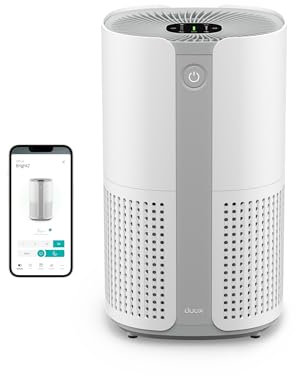 Duux Bright 2 Smart Air Purifier - Luftreiniger allergiker mit 210 CADR, Luftqualitätsanzeige und Ionisator - Reinigt bis zu 99,97% der Verschmutzung auf bis zu 42m² - Weiß