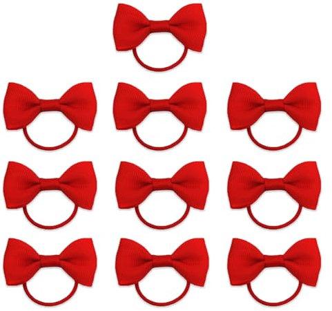 10PCS Red Hair Bows For Girls School,School Hair Accessories Red Clips,Elastics Bands Bobbles Headbands,Ribbons for Women Accessories,Barrette Girl,Mini Burgundy Velve Bows