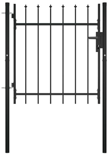 Tidyard Garden Fence Gate with Posts 350x140 cm Steel Green Garden Gate Barrier Outdoor Yard Patio Entrance Way Door Security Barrier