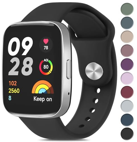 Wanme Cinturino Per Xiaomi Redmi Watch 3 Active/Redmi Watch 3 Lite, Silicone Sport Traspirante Cinturini di Ricambio per Redmi Watch 3 Active/Redmi Watch 3 Lite
