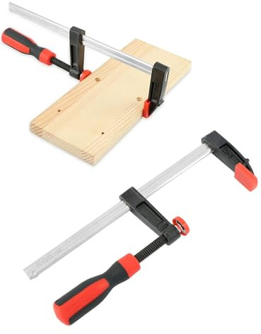 2PCS F Clamps Heavy Duty Fastener Wood Working Tool, Adjustable Quick F Clamps(Red+black)