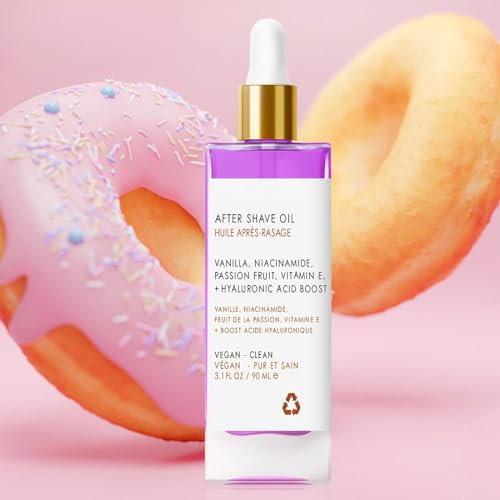 Truly Glazed Donut After Shave Oil – Truly Soft Serve After Shave Oil Für Glatte Haut, Alkoholfreie After-Shave-Behandlung Mit Hyaluronsäure Und Peptiden,Verhindert Eingewachsene Haare, 90 Ml
