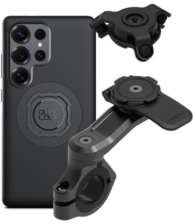 Quad Lock Motorcycle Handlebar Mount PRO Kit with Vibration Dampener and MAG Phone Case for Samsung Galaxy S25 Ultra