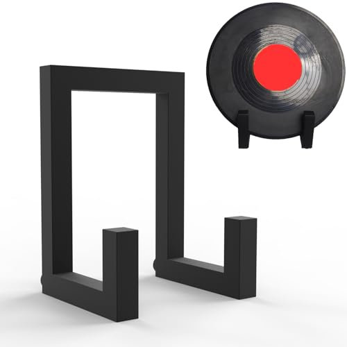 masteymoh Vinyl Record Storage Holder, Black Lp Record Holder,Metal Album Storage for Vinyl Records (1 in Black)