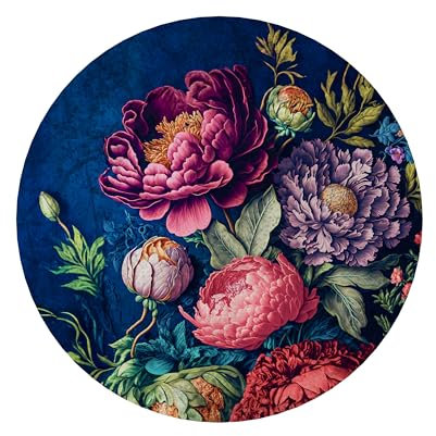 SPACEREBELS Bilder Blumen - Runde Wandbilder Wohnzimmer - KOMPLETT AUFHÄNGFERTIG - Deko Modern - Schlafzimmer - Room Decoration - Kunstdruck Wanddeko Wall Art Zimmer