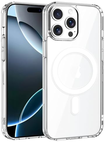 Exsight Magnetic Case for iPhone 16 Pro Max 6.9”, Clear Phone Cases Compatible with MagSafe, Airbag Drop Protection, Anti-Yellowing, Anti-Scratch, Shockproof Cell Phone Cover, Transparent