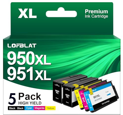 LOFBLAT 950XL 951XL Kompatible Druckerpatronen mit hoher Kapazität für HP 950 951 XL Multipack für HP Officejet Pro 8600 8610 251dw 276dw 8100 8615 8620 8640 (Schwarz Cyan Gelb Magenta, 5-Pack)