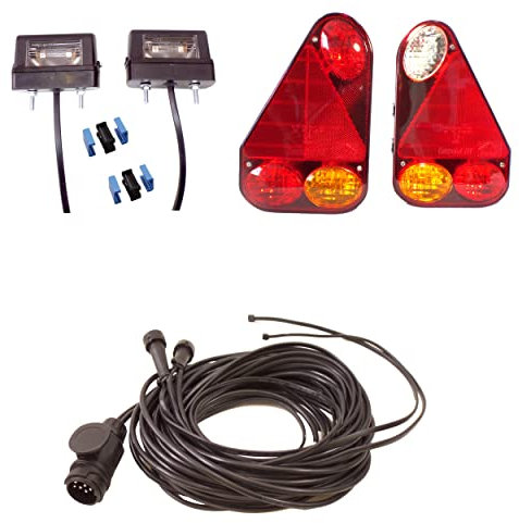 Generisch Beleuchtungs - SET- Anhänger - Rückleuchten - Heckleuchten Earpoint - Kabelbaum - Kabelsatz 7 + 4,7 Meter, 13 pol, inkl. Kennzeichenleuchte
