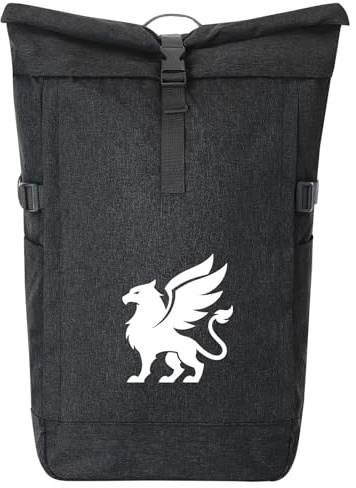 Huuraa Kurierrucksack Greif Silhouette 30-44 Liter Black Melange Fairtrade Rolltop Rucksack Geschenkidee