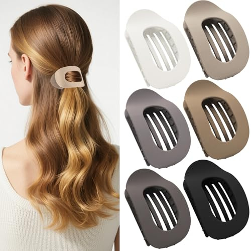 6 Stück Haarklammern für Damen,Entenschnabel Haarspange,Flache Haarklammern,Flat Claw Clip,Haarklammer,Französisches Haarspangen Damen,Haarspange Flach Dünnes Haar
