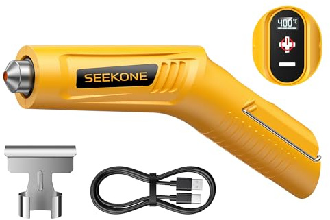 SEEKONE Kabellose Mini Heißluftfön mit 4 Temperatureinstellungen (Bis zu 400°C) und Speicherfunktion, 3,6-V-Lithium-Heißluftpistole, USB-Aufladung mit Reflektordüse zum Basteln, Erhitzen von Harz