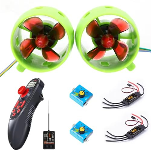 Uxsjakjsd RC Jet Engine Kit Underwater Jet Boat 4-Blade CW CCW Propellers Brushless 40A ESC Servo Tester and Radio Transmitter