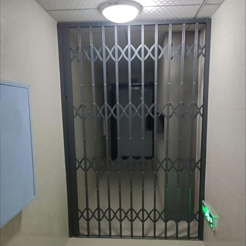 TYYCKJ Rejas antirrobo con Cerradura para Puertas correderas y Ventanas Plegables, Valla de Seguridad Extensible para sótanos, reja de Puerta Tipo acordeón para Gatos y Perros (80 x 110 cm/31,5 x 4
