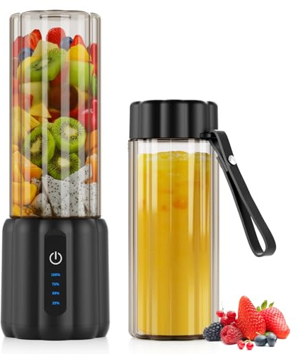 COKUNST Mini Tragbarer Mixer Smoothie Maker to go, Leistungsstarker 22000 U/min, 500 ml Smoothie Standmixer mit 6 Rostfreien Klingen, mit Reise-Deckel für Küche, Fitnessstudio, Büro
