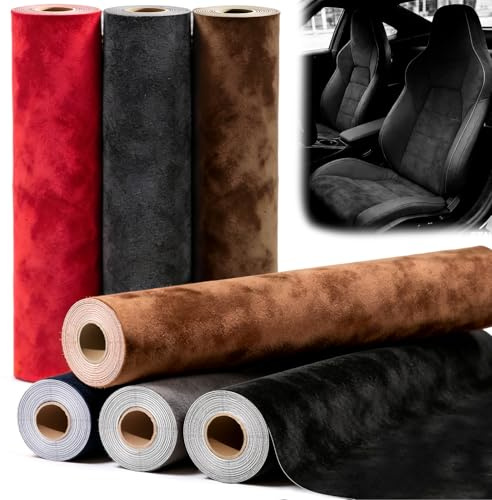 mawmuaw Mikrofaserstoff Selbstklebend 250x40 cm Dachhimmel Stoff Dunkelgrau | Selbstklebende Folie Auto Innenraum, Wildleder Meterware, Türverkleidung Stoff, Stretch Dehnbar Folie, Kunstleder für Auto