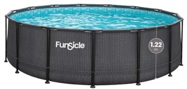 FUNSICLE Piscine Tubulaire Ronde Oasis - avec Épurateur - Échelle de Sécurité - Bâche de Protection - Tapis de Sol et Kit d'E