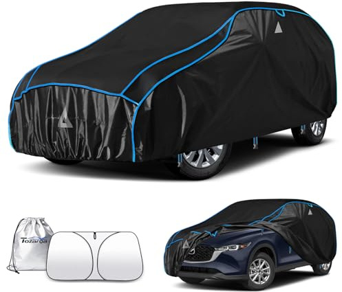 Tozaroa Hagelschutzplane Auto,Verdickte Eva Abdeckplane Vollgarage,wasserdichte Allwetter Autoabdeckung,Sonnenschutz,wetterfeste,inkl separater Sonnenblende,für PKW SUV (Max Länge 460cm)