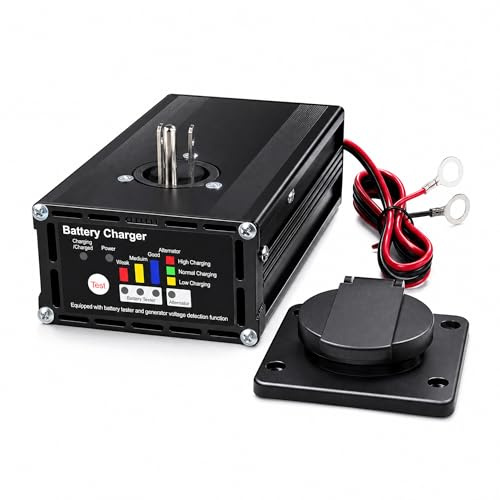 Caricabatteria e tester da 10 A 12 Volt per rimorchi con cassone ribaltabile, auto (automotive), camper, nautica (barche), montaggio a pannello a bordo, caricabatterie per mantenitore, batteria LED e