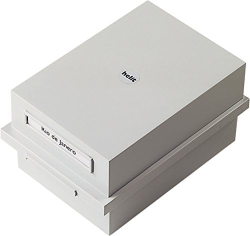 helit H6212282 - Karteikarten Box „the admin“ DIN A6 quer, inkl. Schwenkstütze, Karteikasten lichtgrau