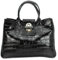 Belli Echt Leder Handtasche italienische Damen Ledertasche Umhängetasche Henkeltasche in schwarz lack kroko - 36x25x18 cm (B x H x T)