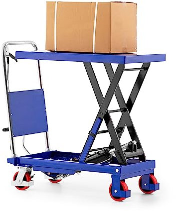 Pallit Hubtischwagen klappbar mit Fußpumpe 300kg Tragkraft & 900mm Hubhöhe Höhenverstellbarer Scherenhubtisch Hebebühne Hubtisch Scherentisch Hydraulisch
