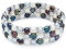 Valero Pearls Damen Perlenarmband mit Button Süßwasser-Zuchtperlen 5-6 mm Multicolor Weiß Silber Pfauenblau Messing Dreireihig - flexibel