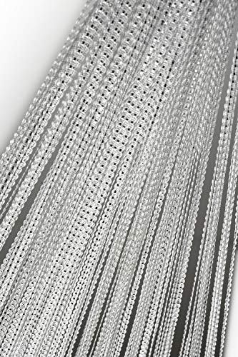 Haus und Deko Fadenvorhang Fadengardine mit Lurex veredelt Metallic Effekt Gardine Vorhang weiß 90x250 cm