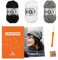 myboshi Häkelset Beanie Wakayama, Häkelset für Anfänger, inkl. No.1 Wolle, Nadel und Anleitung, Label, Häkelpaket für Anfänger, 30% Merinowolle Schwarz mit Häkelnadel