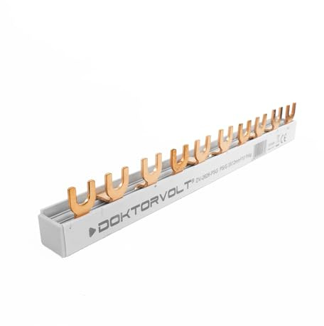Doktorvolt Phasenschiene Stromschiene Sammelschiene 3P Gabel 10 Polig 12 mm2 Drehstromschiene CE DV 2626 Kammschiene Schiene