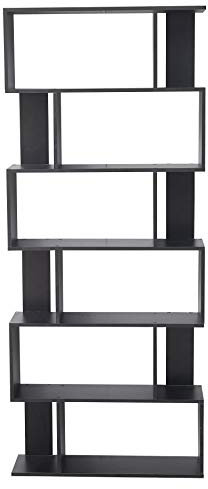 Rebecca Mobili Estanterias para Libros Negro Moderno Madera 6 Repisas Muebles Oficina Estudio Salón - 190 x 60 x 24 cm (A x AN x FON) - Art. RE6022