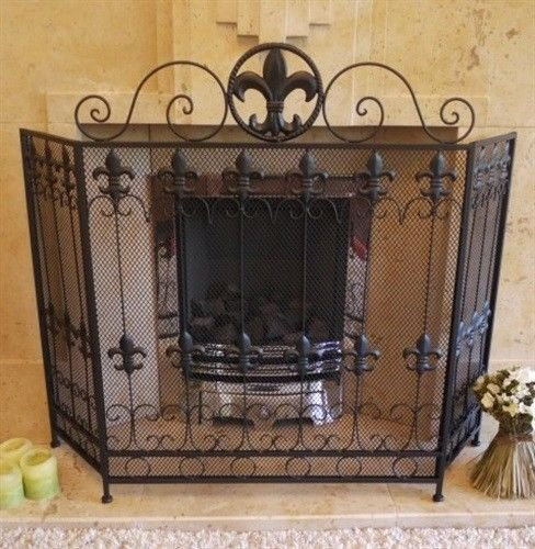 Black Antique Vintage Fireplace Fire Guard Surround Spark Mesh Nursery Screen E
