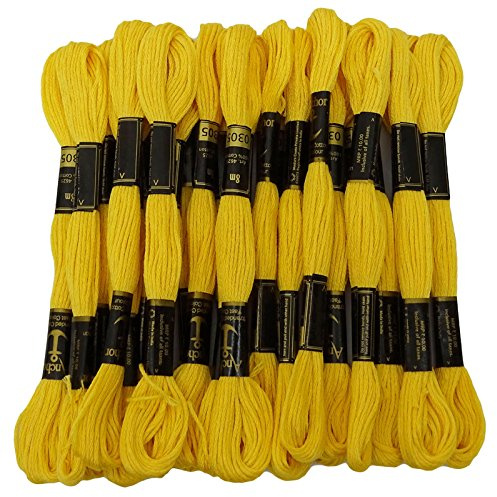 ANCHOR Cross Stitch Hand Embroidery Stranded Cotton Floss Thread 25 Skeins-Yellow