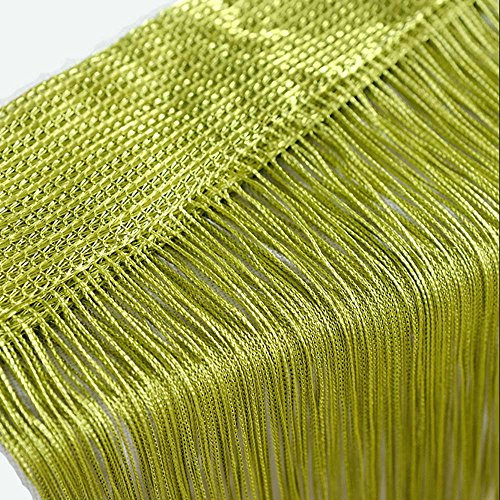Tür-Vorhang / Wandpaneel mit Fransen, für Fenster, Zuhause, Terrasse, Schlafzimmer, Hochzeit, Restaurant idealer Raumteiler, dekorative Quaste, Polyester, Grasgrün, 100_x_200_cm