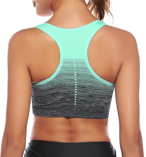 Sykooria Donna Reggiseno Sportivo Reggiseno da Allenamento Senza Ferretto Top Fitness Donna Palestra Imbottito per Ginnastica Yoga Verde S