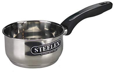 Stainless Steel Induction Milk Pan - 14cm with Pouring Lip Spout - Deep Saucepan