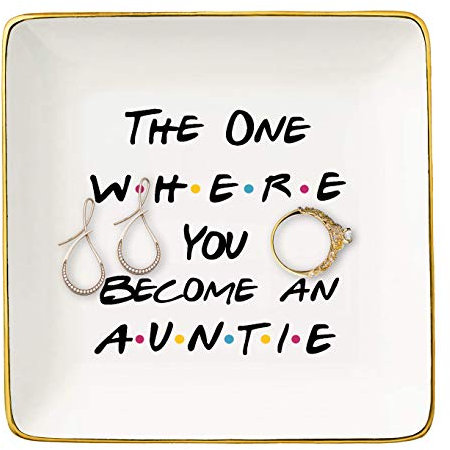 The One Where You Become An Auntie-Gift For Sister,Best Friends-Aunt Announcement-Aunt to Be-New Aunt Gift-Pregnancy Announcement Idea-Ceramic Jewelry Holder Ring Dish Trinket Box Tray-Friends TV Show