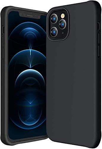 GROSSē Military Grade Case for iPhone 12 Pro - 6.1 inch Liquid Silicone Gel Soft Flexible Rubber Full Body Shockproof Drop Protection Case - Black