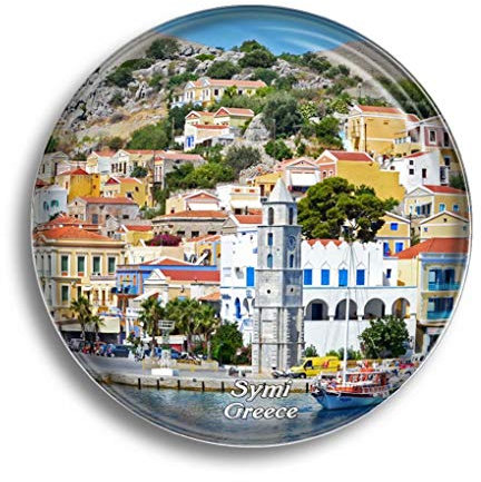 Kühlschrankmagnet, Griechenland, Symi Rhodos, Glasmagnete für Kühlschrank, Souvenirs, niedlicher Kristallmagnet, Dekoration für Whiteboard, Büro, Zuhause, Geschenk