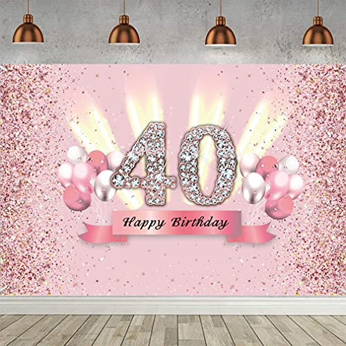 Decoración para fiesta de 40 cumpleaños, decoración para mujer, cartel de tela, póster para 40 aniversario, fondo de pancarta de 40 cumpleaños