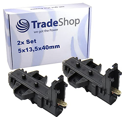 Trade-Shop 2 escobillas de carbón para motor de 5 x 13,5 x 40 mm, con soporte para AEG L6470FL L6472AFL L6476AFL L6478AFL L6479AFL L647EXFL L6482 L64840 L64848 L6484N