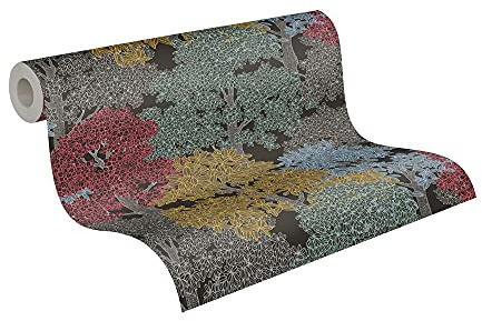 Architects Paper Waldtapete Floral Impression Tapete natürlich PVC-freie Vliestapete braun schwarz gelb rot blau matt glatt 377532 37753-2, 10.05 m x 0.53 m