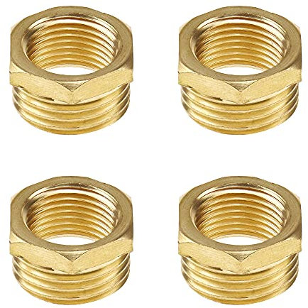 MiSevteen 4-Pack Brass 1/2 to 3/8 BSP Reducing Connector, Hex Hose Pipe Reducer Fittings for Garden Hose, Irrigation, Radiators & More
